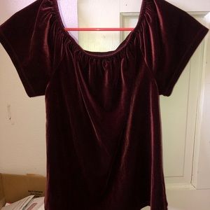 velvet off the shoulder shirt